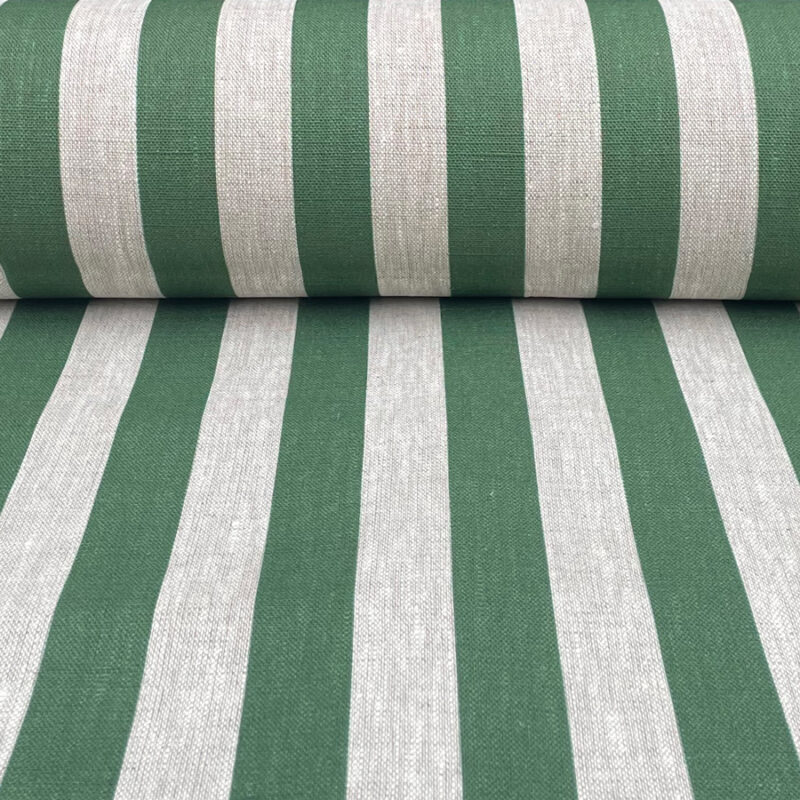 Beta Linen Stripe - Dark Green, 100% Linen, curtain fabric, designed in the uk, Discount Fabric, Herefordshire Curtains, Herefordshire Fabric shop, Herefordshire soft furnishings fabric, Herefordshire upholstery fabric, Ledbury Blinds, Ledbury curtains, Ledbury fabric shop, Ledbury upholstery fabrics, linen furnishing fabrics, linen striped fabric, soft furnishing, stripe, striped fabric, striped linen fabric, Striped material, stripes, Tinsmiths, tinsmiths ticking, uk made furnishing fabric