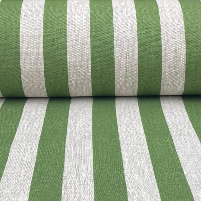Beta Linen Stripe - Leaf Green, 100% Linen, curtain fabric, designed in the uk, Discount Fabric, Herefordshire Curtains, Herefordshire Fabric shop, Herefordshire soft furnishings fabric, Herefordshire upholstery fabric, Ledbury Blinds, Ledbury curtains, Ledbury fabric shop, Ledbury upholstery fabrics, linen furnishing fabrics, linen striped fabric, soft furnishing, stripe, striped fabric, striped linen fabric, Striped material, stripes, Tinsmiths, tinsmiths ticking, uk made furnishing fabric