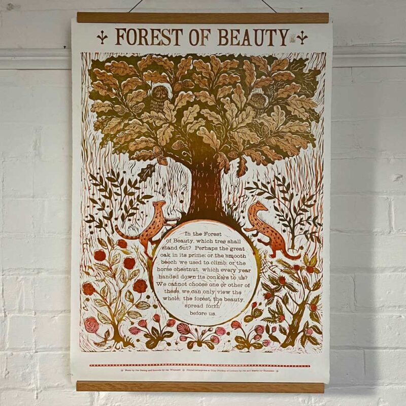 Letterpress poster Jen Whiskerd Forest of Beauty Tinsmiths