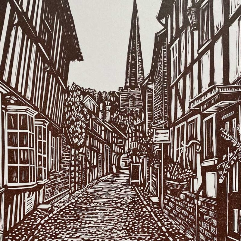 Susie Hetherington Church Lane Ledbury Linoprint Tinsmiths