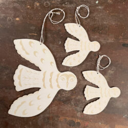 Hanging Wooden Owl Decorations - White