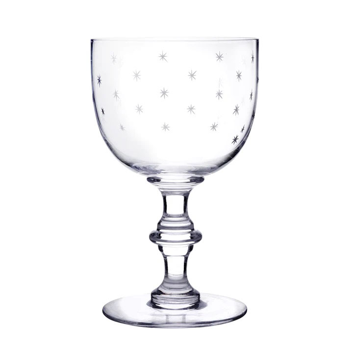 Set of Four Crystal Wine Goblets - Star Design