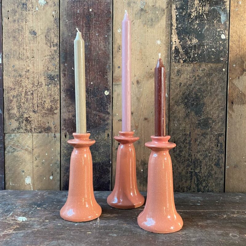 Glazed Ceramic Candlestick Small - Rose