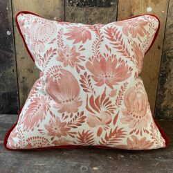 Edith Cushion With Velvet Piping - Brick Red