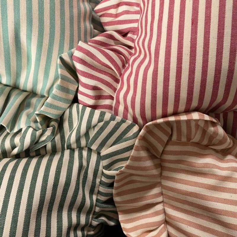 Alpha Stripe Ruffle Cushions