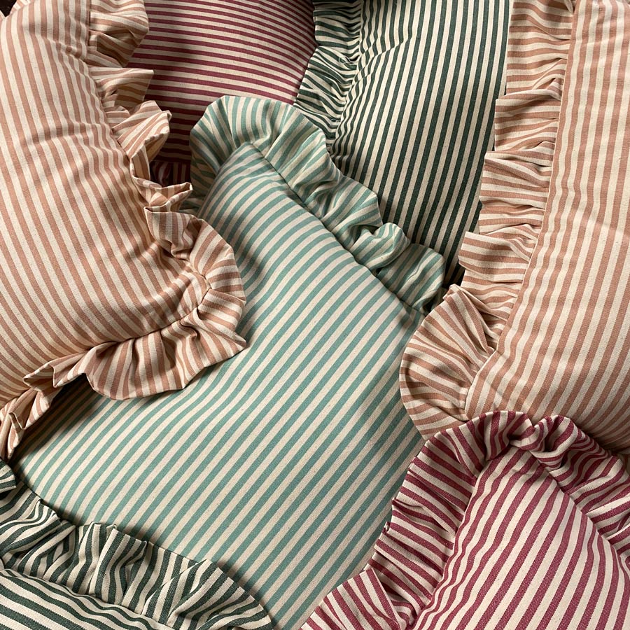 Alpha Stripe Ruffle Cushions