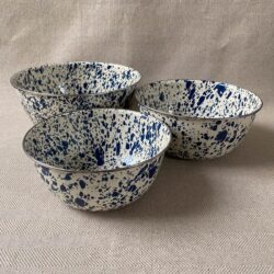 Enamelware Mixing Bowls - Navy and Cream