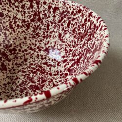 Enamelware Large Salad Bowl - Burgundy and Cream