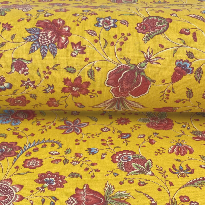 Oilcloth Dianthus - Yellow and Peony - Image 3