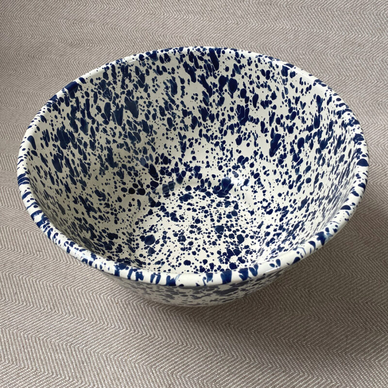 Enamelware Large Salad Bowl - Navy and Cream - Image 2