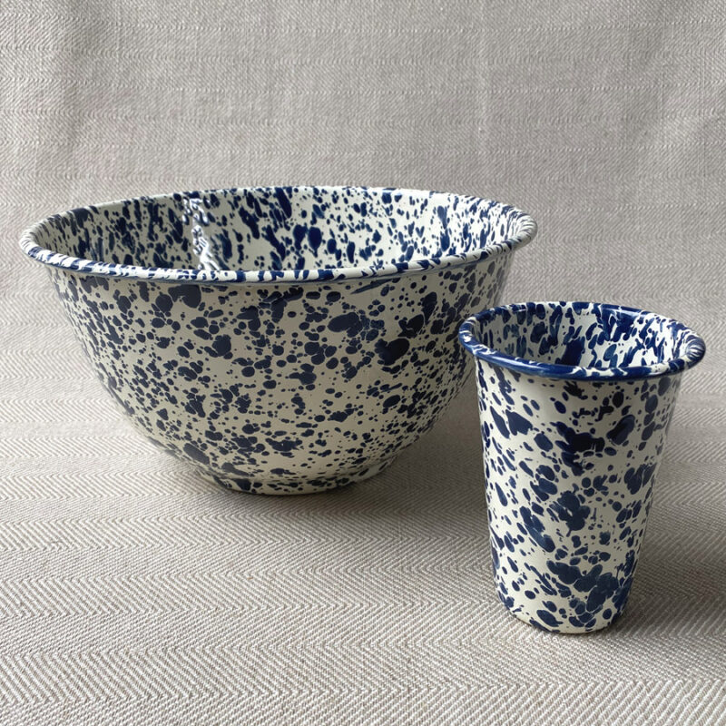 Enamelware Large Salad Bowl - Navy and Cream - Image 4