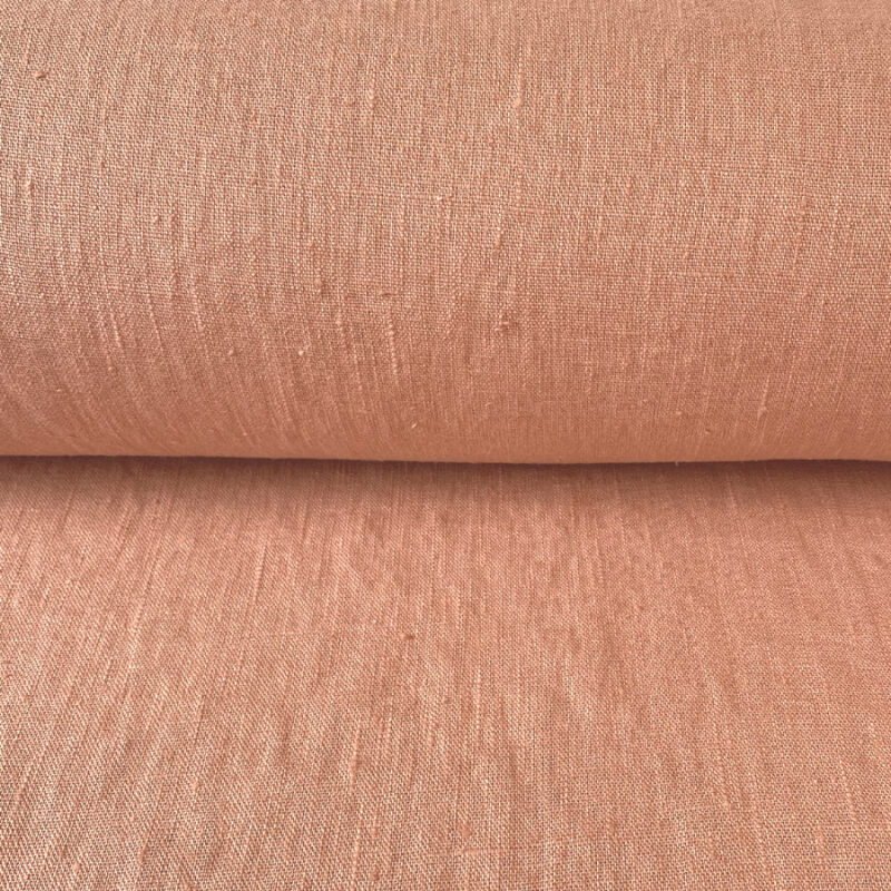 French Washed Linen Fabric Tinsmiths Apricot