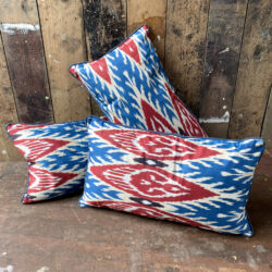 Woven Ikat Cushion Blue Red Tinsmiths