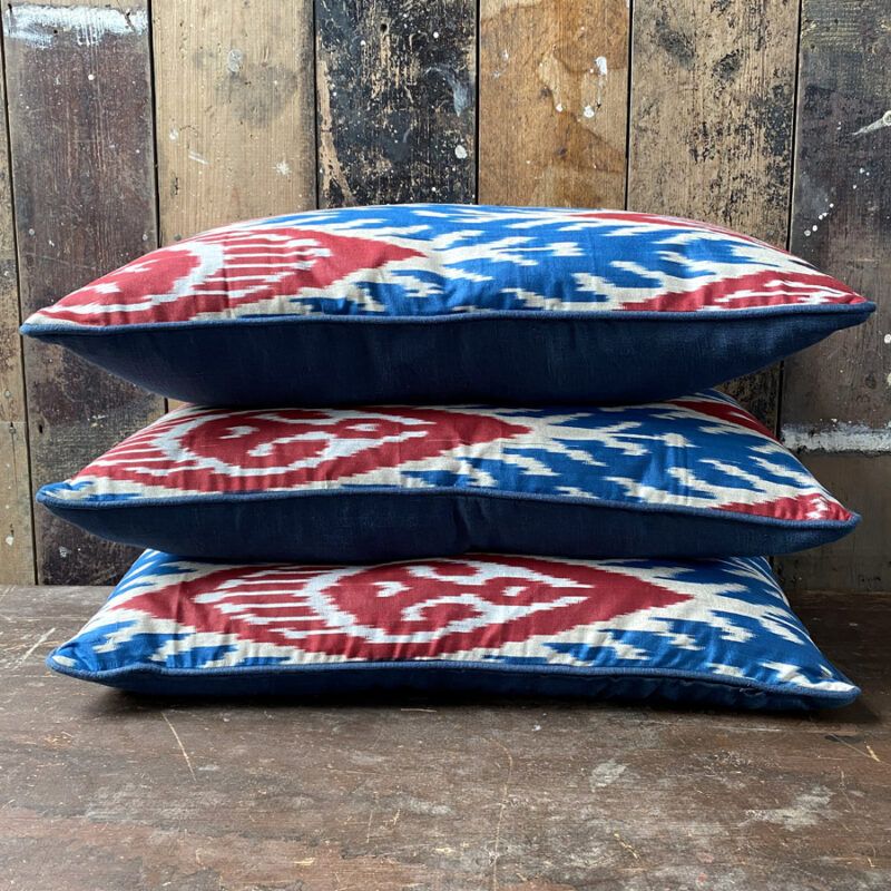 Ikat Cushion - Red Blue - Image 5