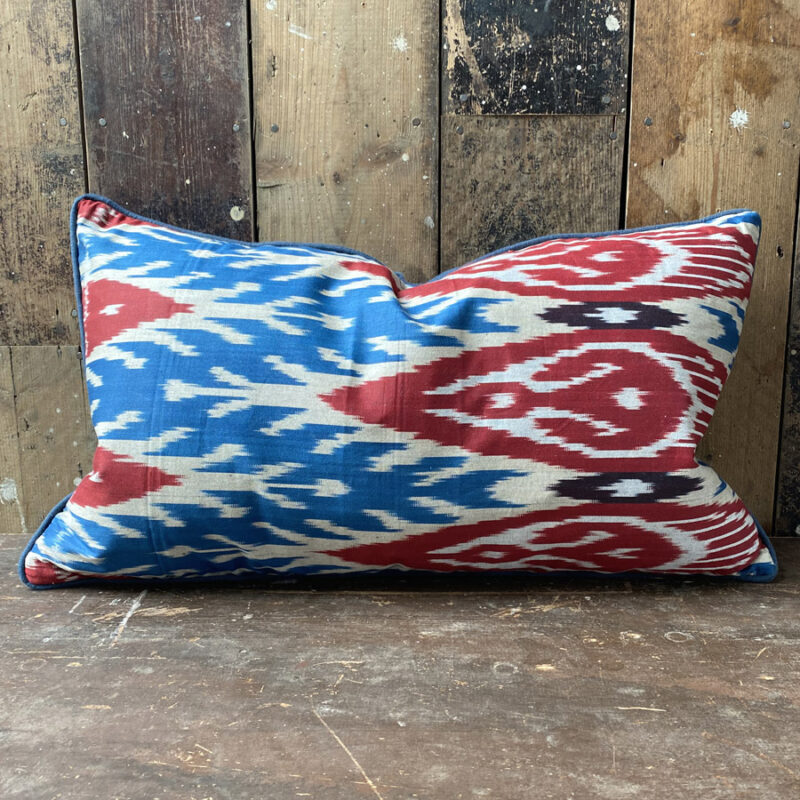 Ikat Cushion - Red Blue - Image 4
