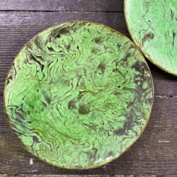 Slipware plate, marbled plate,