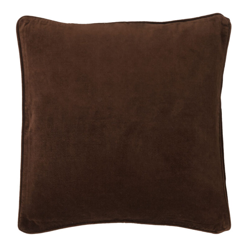 Cotton Velvet Cushion Chocolate brown