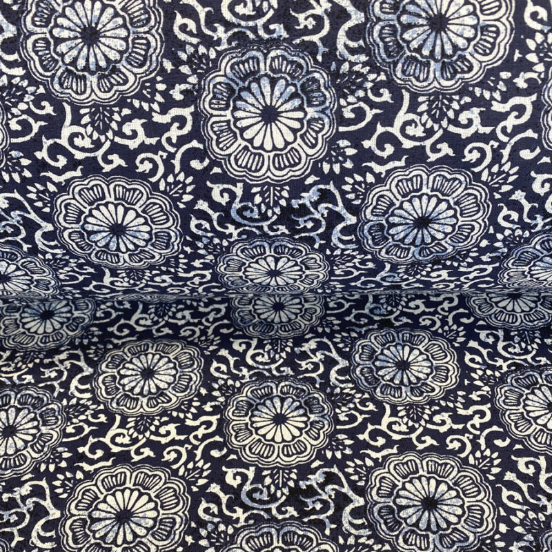 Calendula Cotton Print - Indigo - Image 3