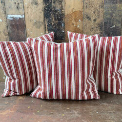 Antique Linen Fabric Striped ticking cushion Tinsmiths