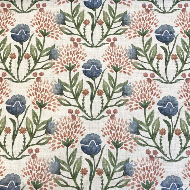 Wild Clover on Ivory - Indigo and Red - Image 2