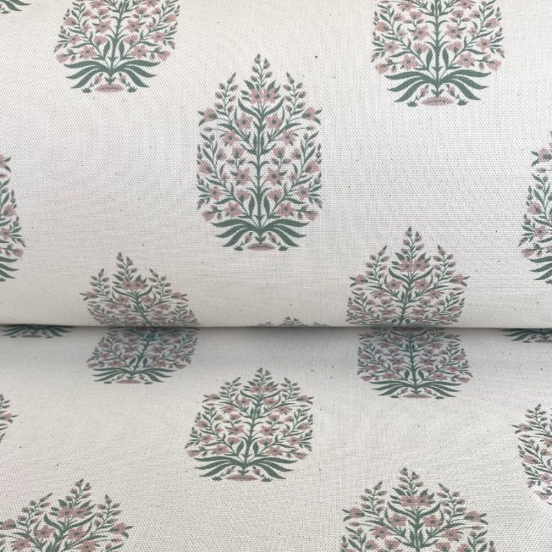 Kamala on Ivory - Soft Green and Carnation Pink - Image 3