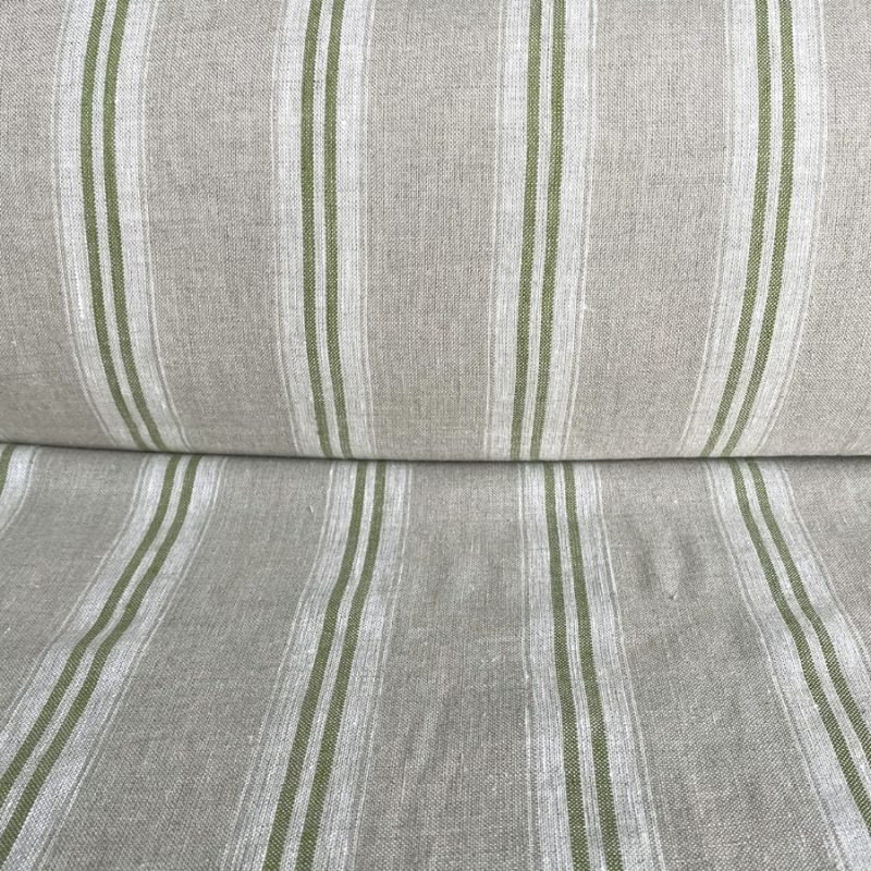 Washed Linen Oland Stripe - Grass Green - Image 3