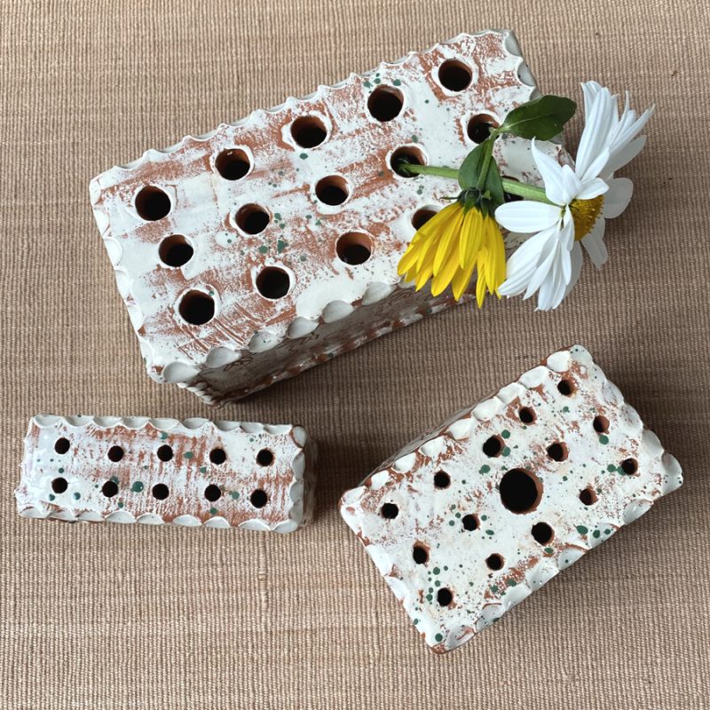 Sarah Monk Ceramic Flower Brick - White - Image 2
