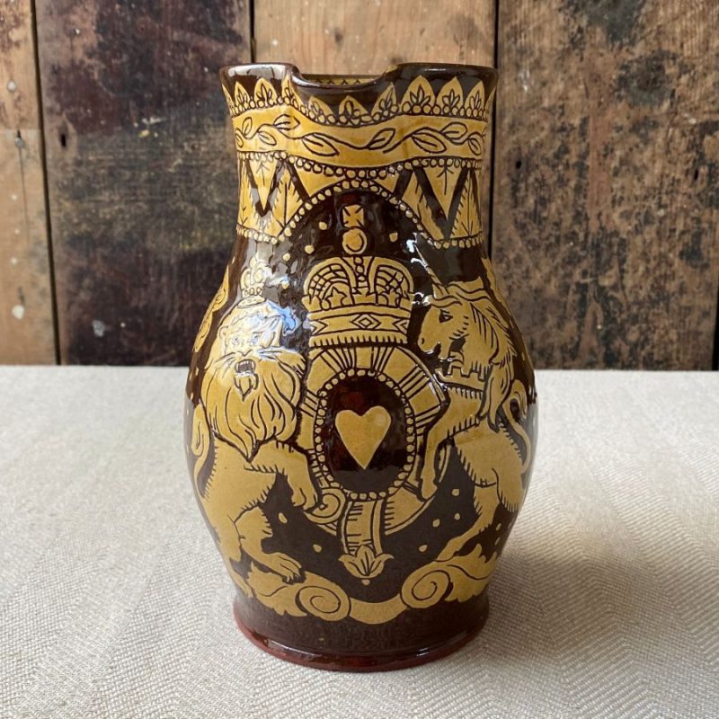 Katie B Morgan Slipware Jug - Lion, Unicorn and Heart SORKJ9 - Image 5